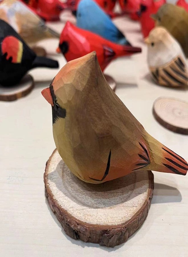 ALHBEJT Solid Wood Handcarving Northern Cardinal Birds Statue Wooden Bird Figurine Handpainted 3D Animal Figurine Hand-Made Home Office Decoration (Brown) - Image 5